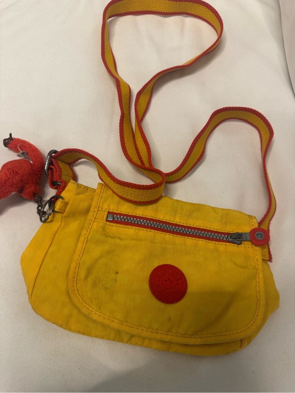 Kipling Yellow Crossbody Bag with Red Accents
